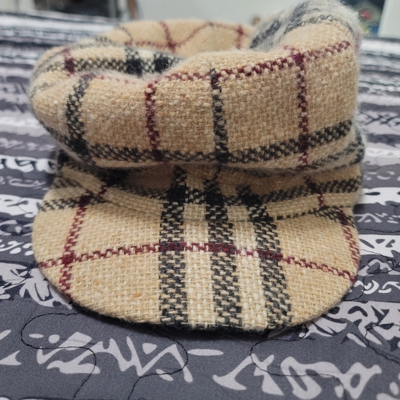 BURBERRY London Nova Check Newsboy Hat Wool/Angora/Cashmere blend slouchy Sz M - Picture 5 of 11